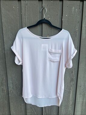 Maurices Pale Blush Short Sleeve Pocket Blouse